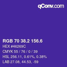 カラーコード: RGB 70 38.2 156.6 | qconv.com