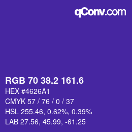 カラーコード: RGB 70 38.2 161.6 | qconv.com