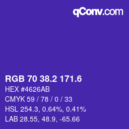 カラーコード: RGB 70 38.2 171.6 | qconv.com