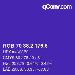 カラーコード: RGB 70 38.2 176.6 | qconv.com