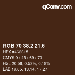 カラーコード: RGB 70 38.2 21.6 | qconv.com