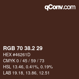 Color code: RGB 70 38.2 29 | qconv.com
