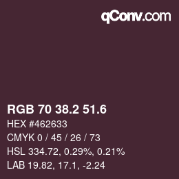 カラーコード: RGB 70 38.2 51.6 | qconv.com