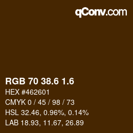 カラーコード: RGB 70 38.6 1.6 | qconv.com
