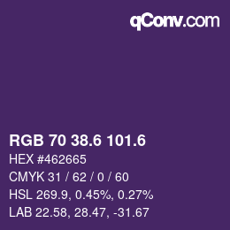 カラーコード: RGB 70 38.6 101.6 | qconv.com