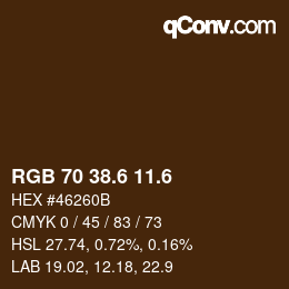 カラーコード: RGB 70 38.6 11.6 | qconv.com