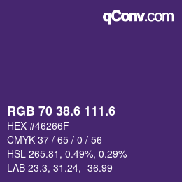 カラーコード: RGB 70 38.6 111.6 | qconv.com