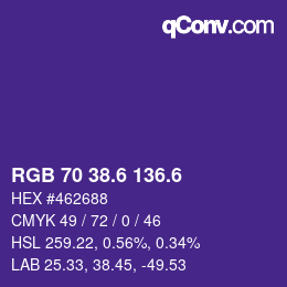 カラーコード: RGB 70 38.6 136.6 | qconv.com
