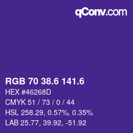 カラーコード: RGB 70 38.6 141.6 | qconv.com