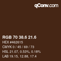 カラーコード: RGB 70 38.6 21.6 | qconv.com