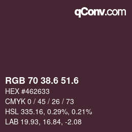 カラーコード: RGB 70 38.6 51.6 | qconv.com