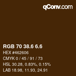 カラーコード: RGB 70 38.6 6.6 | qconv.com