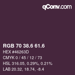 カラーコード: RGB 70 38.6 61.6 | qconv.com