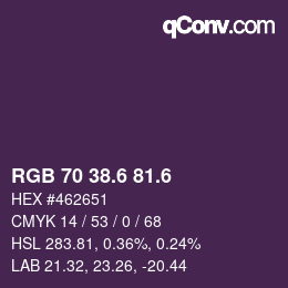 カラーコード: RGB 70 38.6 81.6 | qconv.com