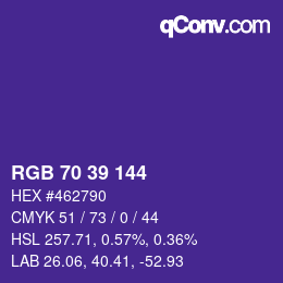カラーコード: RGB 70 39 144 | qconv.com