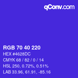 颜色代码: RGB 70 40 220 | qconv.com