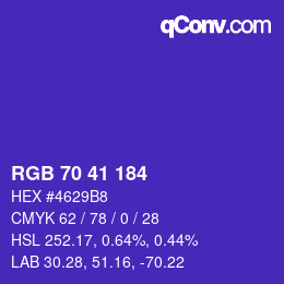 Color code: RGB 70 41 184 | qconv.com