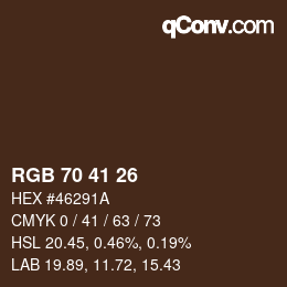 颜色代码: RGB 70 41 26 | qconv.com