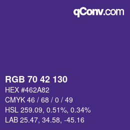 カラーコード: RGB 70 42 130 | qconv.com
