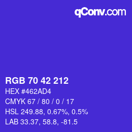 Color code: RGB 70 42 212 | qconv.com