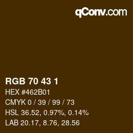 カラーコード: RGB 70 43 1 | qconv.com