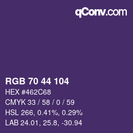 颜色代码: RGB 70 44 104 | qconv.com