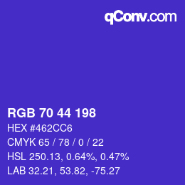 Color code: RGB 70 44 198 | qconv.com