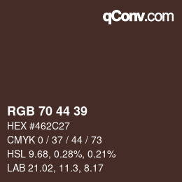 カラーコード: RGB 70 44 39 | qconv.com