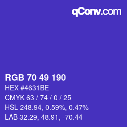 Color code: RGB 70 49 190 | qconv.com