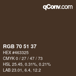 カラーコード: RGB 70 51 37 | qconv.com