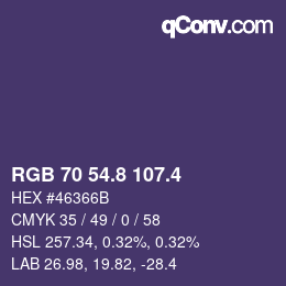 カラーコード: RGB 70 54.8 107.4 | qconv.com