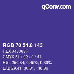 カラーコード: RGB 70 54.8 143 | qconv.com