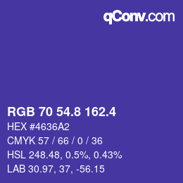 カラーコード: RGB 70 54.8 162.4 | qconv.com