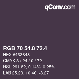 カラーコード: RGB 70 54.8 72.4 | qconv.com