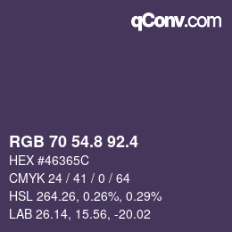 カラーコード: RGB 70 54.8 92.4 | qconv.com