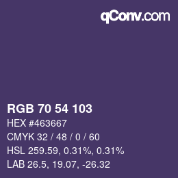 カラーコード: RGB 70 54 103 | qconv.com