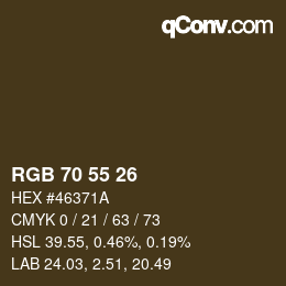 カラーコード: RGB 70 55 26 | qconv.com