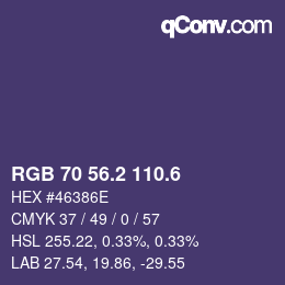 カラーコード: RGB 70 56.2 110.6 | qconv.com