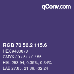 カラーコード: RGB 70 56.2 115.6 | qconv.com