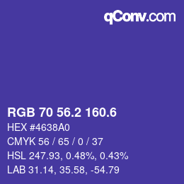 カラーコード: RGB 70 56.2 160.6 | qconv.com