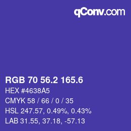 カラーコード: RGB 70 56.2 165.6 | qconv.com