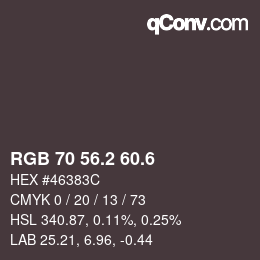 カラーコード: RGB 70 56.2 60.6 | qconv.com