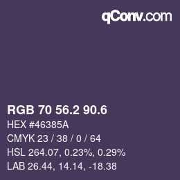 カラーコード: RGB 70 56.2 90.6 | qconv.com