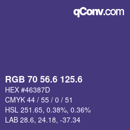 カラーコード: RGB 70 56.6 125.6 | qconv.com