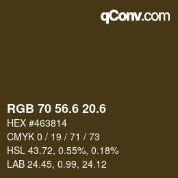 カラーコード: RGB 70 56.6 20.6 | qconv.com