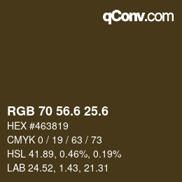 カラーコード: RGB 70 56.6 25.6 | qconv.com