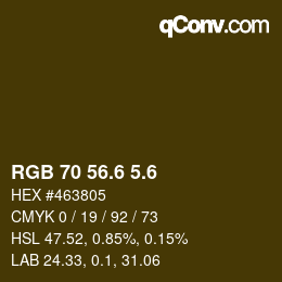 カラーコード: RGB 70 56.6 5.6 | qconv.com