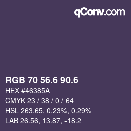 カラーコード: RGB 70 56.6 90.6 | qconv.com