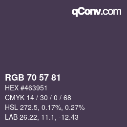 Farbcode: RGB 70 57 81 | qconv.com