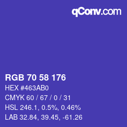 カラーコード: RGB 70 58 176 | qconv.com